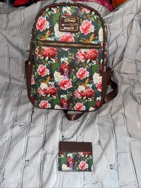 Loungefly Disney Robin Hood Characters Floral Rare Small Backpack And Wallet